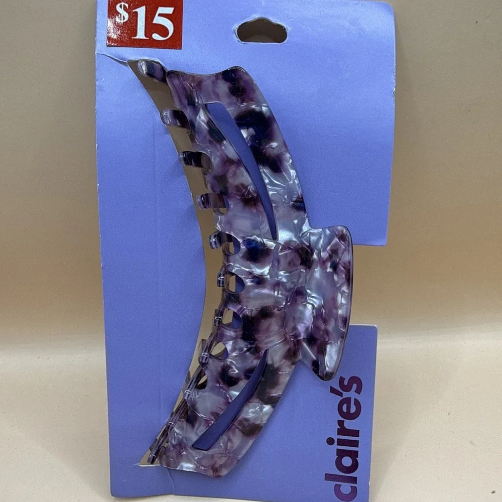 Claire's large marble purple print hair clip claws 5.5